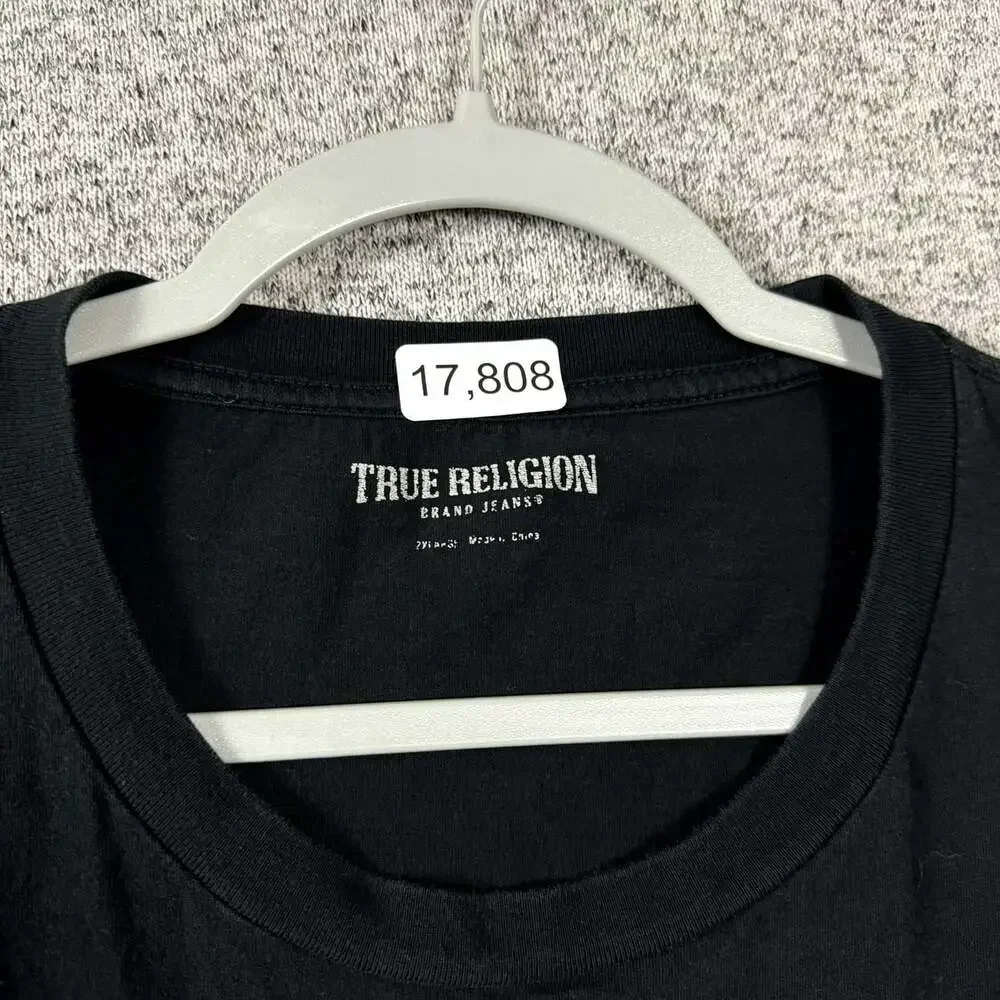 True Religion Men's Size 2XL Black Short Sleeve Crewneck Graphic T-Shirt